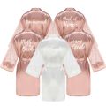 Rose Gold Bridesmaid Team Bride Robes With Lace Mesh Sleeve Sister Mother Bathrobe Maid Of Honor Kimono Wedding Gift. 