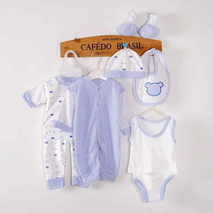 8 Pcs/Set Newborn Kids Baby clothes Clothing Outfits Unisex Tops + Pants children cotton gift bib