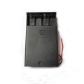 1pcs/lot Plastic 4 Aaa Case Holder Storage Plastic Box Spring Clip Black Red Wire Leads With Cover Switch. 