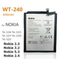 Nokia 2.3 (TA-1211, TA-1214, TA-1206, TA-1209) Battery Replacement WT240 Battery with 4000mAh Capacity_Silver. 
