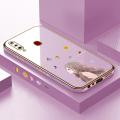 Hontinga for Samsung Galaxy A20S Back Cover Luxury 6D Plating Sunshine Girl Side Pattern Case Soft Silicone Square Phone Cases. 