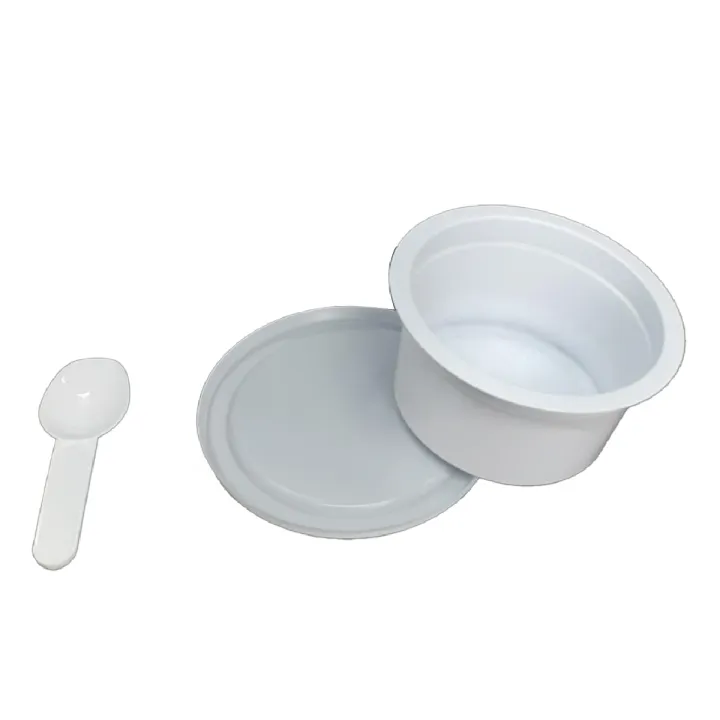 Yoghurt Cups with Lid Set of 100 Cups With/Without Spoons White