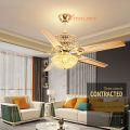 Ceiling Fan Gold Light Ceiling Fan Tuya Smart Crystal LED Chrome Wind Light Bedroom Living Room 42 Inch 52 Inch Remote Control. 
