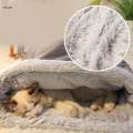 Cat Sleeping Bag Snooze Cat Half Covered Cave for Dog Puppy Pomeranian gray. 