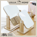 Wooden Desk Mirror High-Definition Portable Foldable Dressing Make Up Mirror 360 Degree Swivel Minimalistic Table Mirror Cermin. 