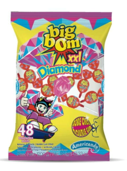 Americandy Big Bom XXL White Lollipops (48Pcs Pack)