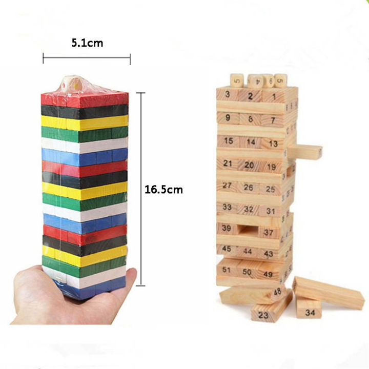 【Qian poem li Store】54PCS/set Wooden Tower Building Blocks Toy Rainbow ...