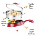 Portable 5-in-1 Multi-function Electric Cooker with Non-stick Frying and Rice Pot, Perfect for Student Dorms and Small Spaces. 