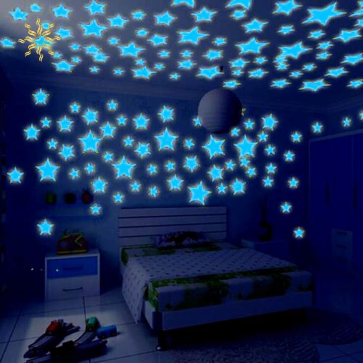 100/200Pcs- Blue Star Stickers High Quality 3D Light Emitting Stars ...