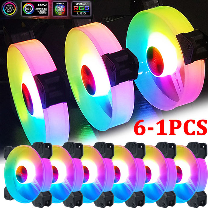 1-6PCS COOLMOON RGB Chassis Fan 12cm Desktop Computer Cooling Fan Small ...