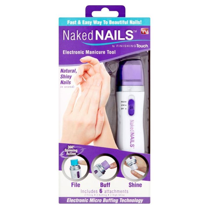 Finishing Touch Naked Nails Electronic Nail Care System, File/Buff and Shine Effortlessly Electronic Manicure Tools