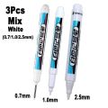 3Pcs Set White Color Permanent Paint Marker Pen 0.7mm 1.0mm 2.5mm For Tyre Wood Glass Metal Leather Fabric Ceramic Art Graffiti. 
