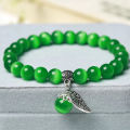 Fashion Natural Color Agate Cat's Eye Stone Bracelet For Women Crystal Beaded MJK. 