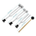 4 Pack Tuning Fork Set(128Hz, 256Hz, 512Hz)with Tuning Fork Hammer for Sound Sound Vibration Tool with Base,Silver. 
