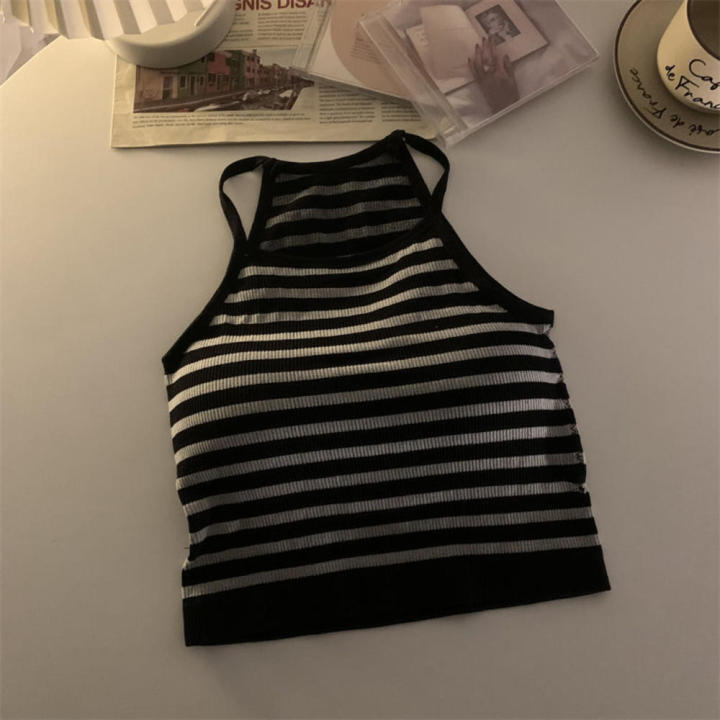 Nylon%20Women's%20Tank%20Top%20Lightweight%20Threaded%20Chest%20Pad%20Korean%20Crop%20Top%20Stripe%20Detail%20Fashion%20Camisole%20for%20Streetwear%20Summer%20Fashion%20Young%20Adults%20%20Wear%20Layering%20Piece%20-%20Image%209