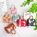 Silk Band Bow Lock Small Square Bag PU Leather Chain Handbag Crossbody Bags Encounter. 