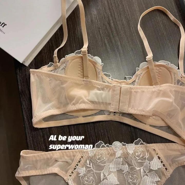 Lace%20Pure%20Desire%20Underwear%20Women's%20Style%20Strapless%20Hot%20Backless%20Bra%20Half%20Cup%20Ultra-Thin%20Big%20Chest%20Show%20Small%20Summer%20-%20Image%203