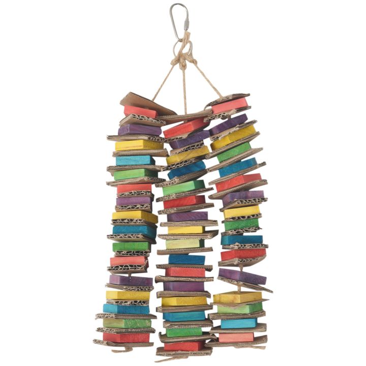 NAMUNY Parrot Toys for Large Birds Cardboard Big Bird Toys African Grey Parrot Toys Natural Wooden Bird Cage Chewing Toy with Clip