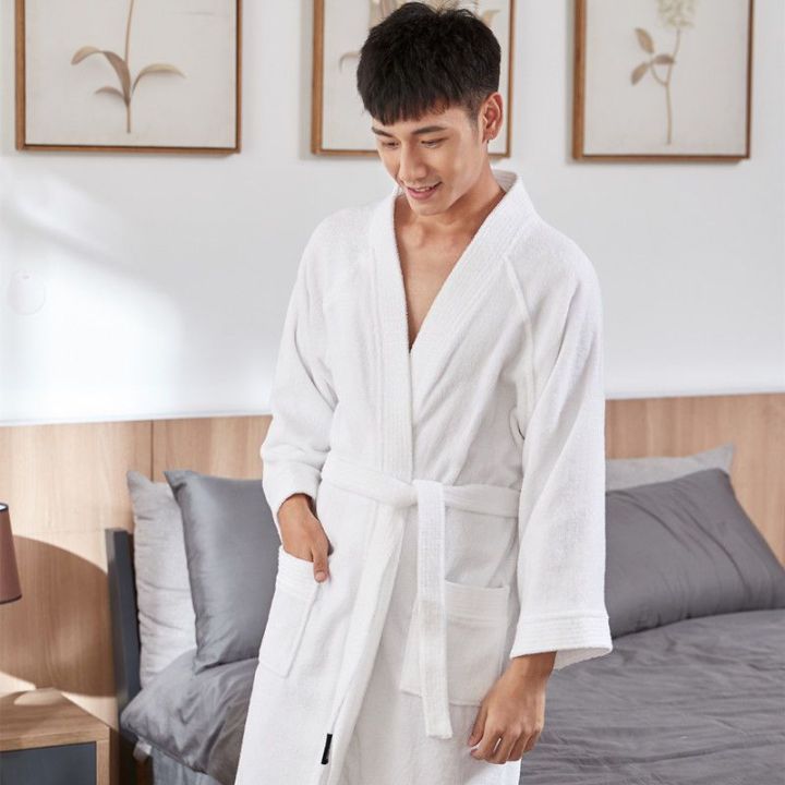 Japanese Style Kimono Pure Cotton Bathrobe Towel Material Loose Multi-Needle Double-Sided Terry Bathrobe Cotton Hotel Nightgown Absorbent