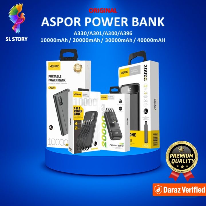 Aspor Original Power Bank  A330/A301/A300/A396 10000mAh / 20000mAh / 30000mAh / 40000mAH