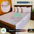 Peach Perfect - 100% Egyptian Cotton Flat Bed Sheet with 4 Pillow Covers - Comfortable Bedding Set by The Beds Online. 