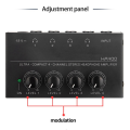 Black HA400 4-Way Monitor Headphone Amplifier Headphone Monitor Amplifier with US Plug AC100-240V. 