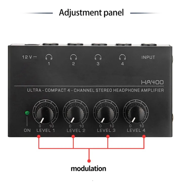 Black%20HA400%204-Way%20Monitor%20Headphone%20Amplifier%20Headphone%20Monitor%20Amplifier%20with%20US%20Plug%20AC100-240V%20-%20Image%204