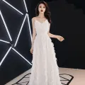 Evening Gown 2024 New Banquet Noble Long 18 Adulthood Celebration-Year-Old White Temperament Dress Birthday Party Female. 