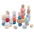 20 PCS Wooden Rocks Balance Stones Building Blocks Set, Colored Wood Balancing Stone Stacking Game, Lightweight Natural Educational Preschool learning Large Small Puzzle Toy for Kids (20PCS). 