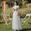 Lease Bridesmaid Dress 2024 Spring and Summer New Sisters Group Gray Wedding Clothes Banquet Dress Wedding Fairy MM. 