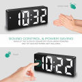 LED Mirror Screen Alarm Clock Creative Digital Clock Voice Control Snooze Time Date Temperature Display Rectangle Desktop Clocks. 