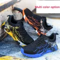 All Seasons Men's Safety Shoes Flying Woven Breathable Sneakers Steel Toe Cap Impact Proof Puncture Proof Zapatos De Seguridad. 