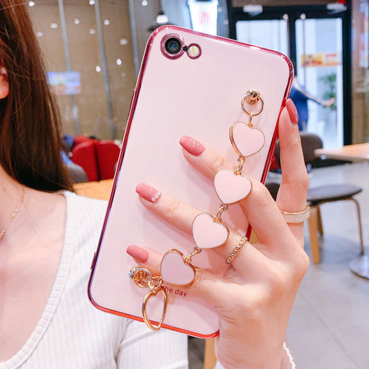 For%20iPhone%206s%20/%20iPhone%206%20Back%20Cover%20+%20Love%20Heart%20Bracelet%20Luxury%20Glossy%20Shiny%20Plating%20Bumper%20Ladies%20Case%20Soft%20Silicone%20Protective%20Phone%20Cases%20-%20Image%202