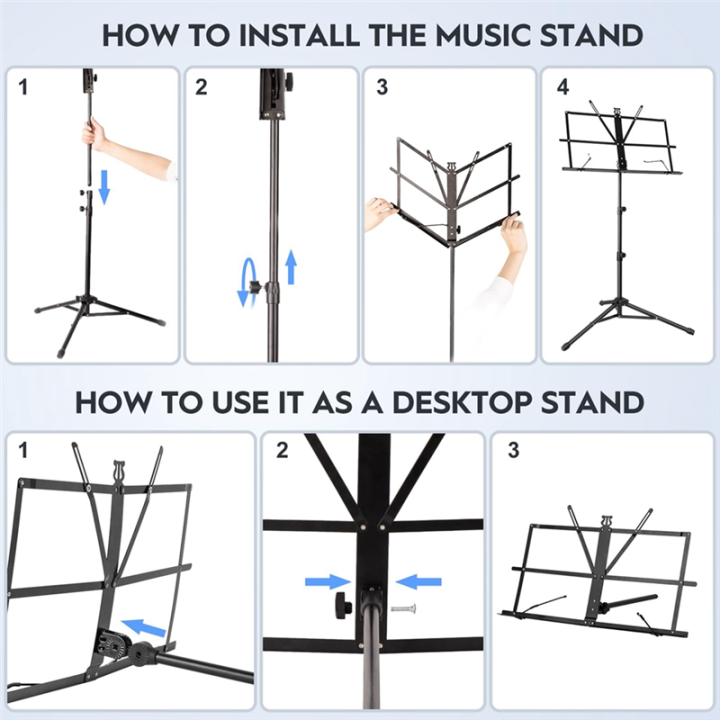 Metal%20Sheet%20Music%20Stand%20Portable,%20Adjustable%20Podium%20Stand%20with%20Tripod%20Base%20and%20Sheet%20Music%20Folder,%20Easy%20to%20Use%20Fine%20Workmanship%20-%20Black%20-%20Image%208