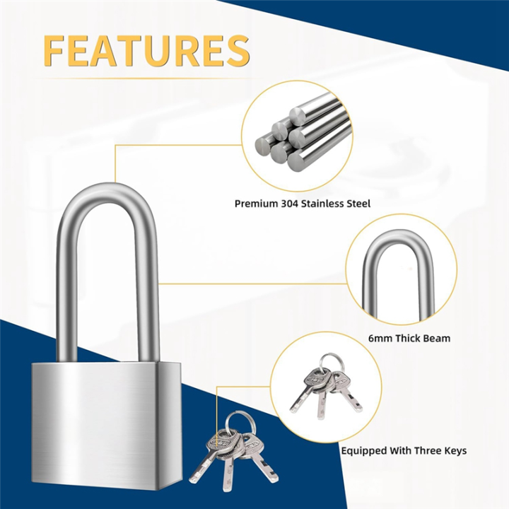 Stainless Steel Padlock Latches 5 Inch Padlock Hasps, 2 Sets Includes 1 ...