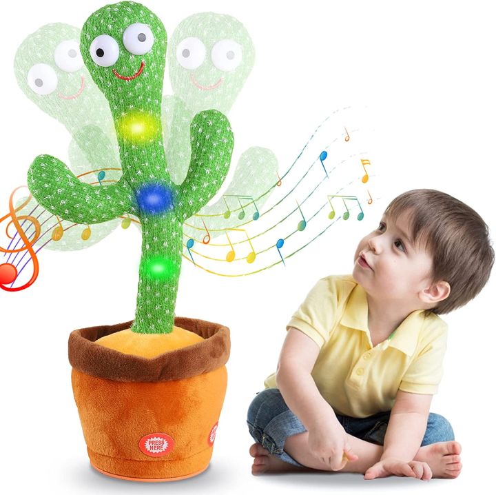 Kids Dancing Talking Cactus Toys for Baby Boys and Girls, Talking Sunny Cactus Toy Electronic Plush Toy Singing, Record & Repeating What You Say With English Songs and LED Lighting for Home Decor