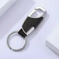 Luxury Leather + Zinc Alloy Men and Ladies Keychain Black Clasp Creative Keyring Holder Car Key Chain For Men Jewelry Gift. 