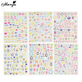 Monja 5D Nail Art Stickers Cute Lines Cartoon Embossed Colorful Heart Patterns Reliefs Adhesive Decals DIY Nail Art Decoration Tools. 