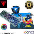 Jedel RGB 4 in 1 Combo pack ( RGB Keyboard / RGB Mouse / RGB Headset/ MousePad ) with 6 months warranty. 