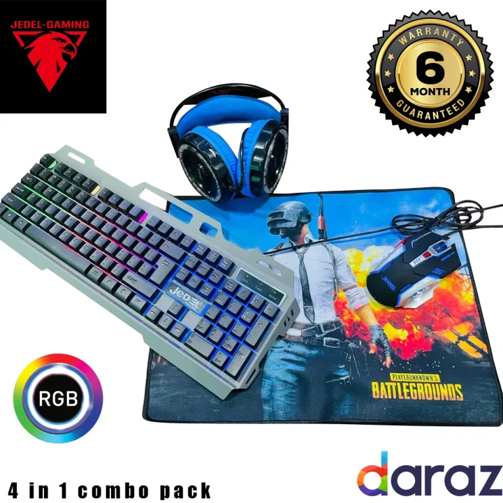 Jedel RGB 4 in 1 Combo pack ( RGB Keyboard / RGB Mouse / RGB Headset/ MousePad ) with 6 months warranty