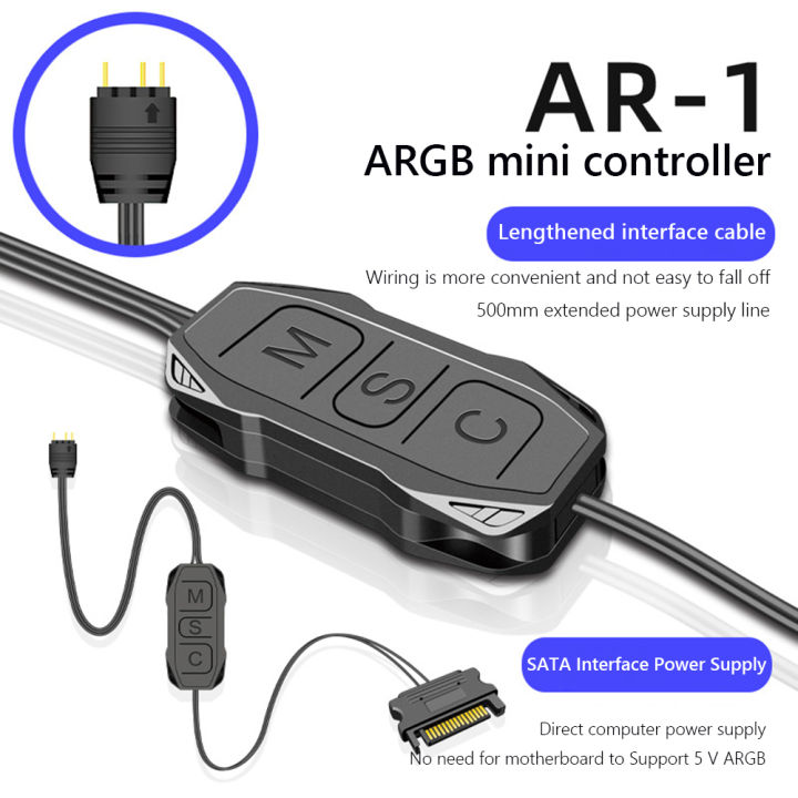 Argb Controller 5v 3pin To Sata Power Supply Mini Rgb Controller 3pin Hub For Computer Cpu Case Cool Fan Led Radiator