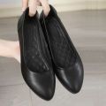 Yunying Baili Work Shoes Women's Black Career Interview Work Shoes Formal Wear Flat Heel Commuter Non-Slip Leather Shoes Women's Shoes. 