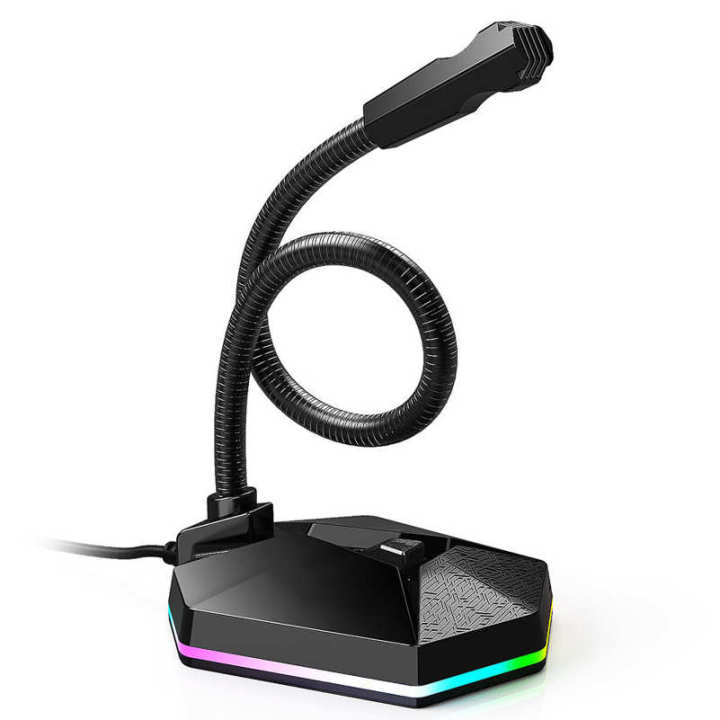 PC Microphone Computer RGB USB Bendable 360 Degree Omnidirectionnel ...