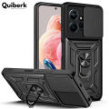 Quiberk for Xiaomi Redmi Note 12 4G Phone Case Slide Camera Cover Magnetic Kickstand Hard Shockproof Armor Back Casing. 