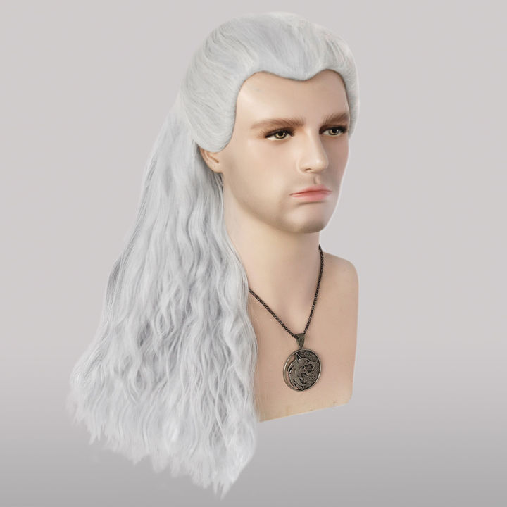 The%20Witcher%203:%20Wild%20Hunt%20Synthetic%20Hair%20Long%20Silver%20White%20Wavy%20Men'S%20Geralt%20Cosplay%20Wig%20for%20Halloween%20Christmas%20School%20-%20Image%203