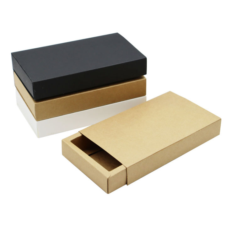 Paper Pull Box 24pcs/lot Blank Kraft Paper Pull-Out Packaging Box White Boxes Black ...