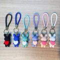 6 Colors Little Bear Woven Wrist Strap Comfortable Feel Alloy Resin Key Chain Cute Keychain for Gifts For Girls Ins Key Hanging Rope Children'S Creative Gifts Keys Access Cards Car Keys. 