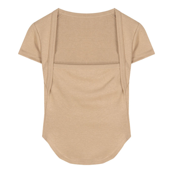 Hong%20Kong%20Style%20Square%20Collar%20T%20T-shirt%20Women's%20Autumn%20Pure%20Desire%20Short%20Model%20in%20White%20Color%20Slim%20Fit%20Sexy%20Hot%20Girl%20Short%20Sleeve%20Design%20Blouse%20-%20Image%206
