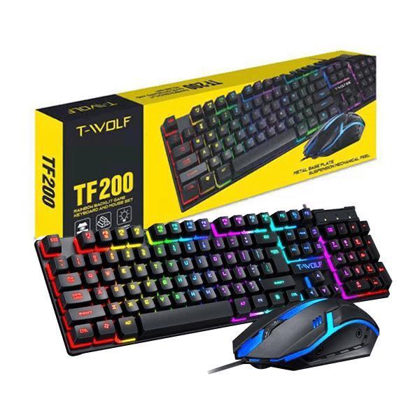 2 IN 1 RGB Game Mechanical Feel Keyboard and Mouse Set Wired USB ...