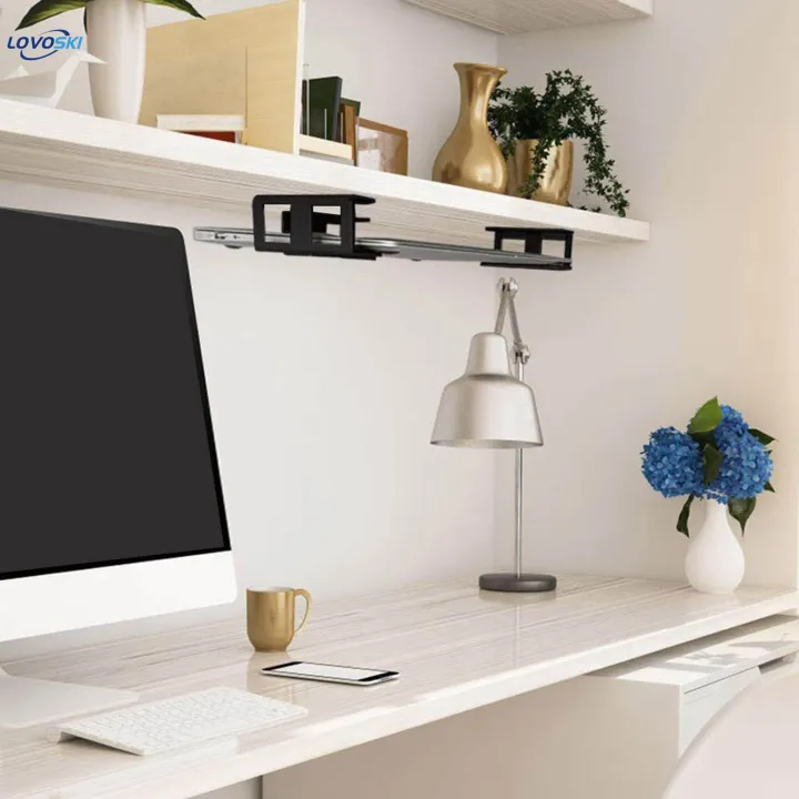 3x%20under%20Desk%20Laptop%20Mount%20Brackets%20Stand%20Set%20Enhanced%20Stability%20Metal%20under%20Tray%20Invisible%20Black%20-%20Image%204